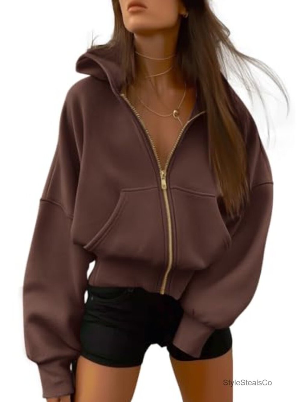 Women's Zip Up Hoodie Fleece Lined Long Sleeve Sweatshirt with Pockets